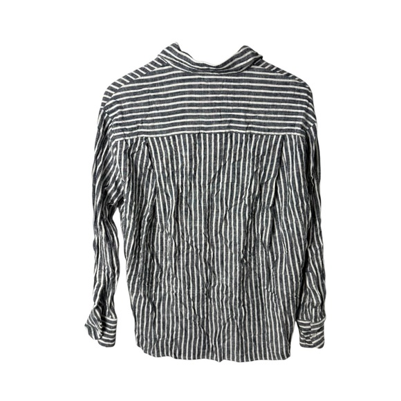 Reformation Relaxed Fit Linen Short Navy Stripe Size Medium - Picture 3 of 6